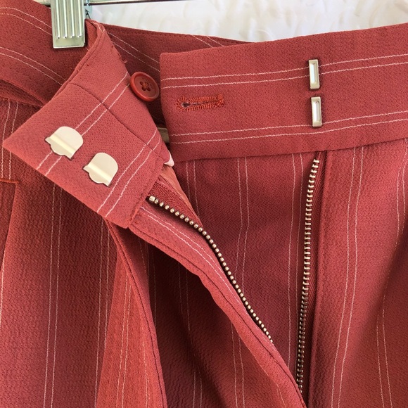 Aritzia Wilfred Red Tie-Front Pant Pinstripe High-waisted Dress Trouser Pant - Picture 5 of 14